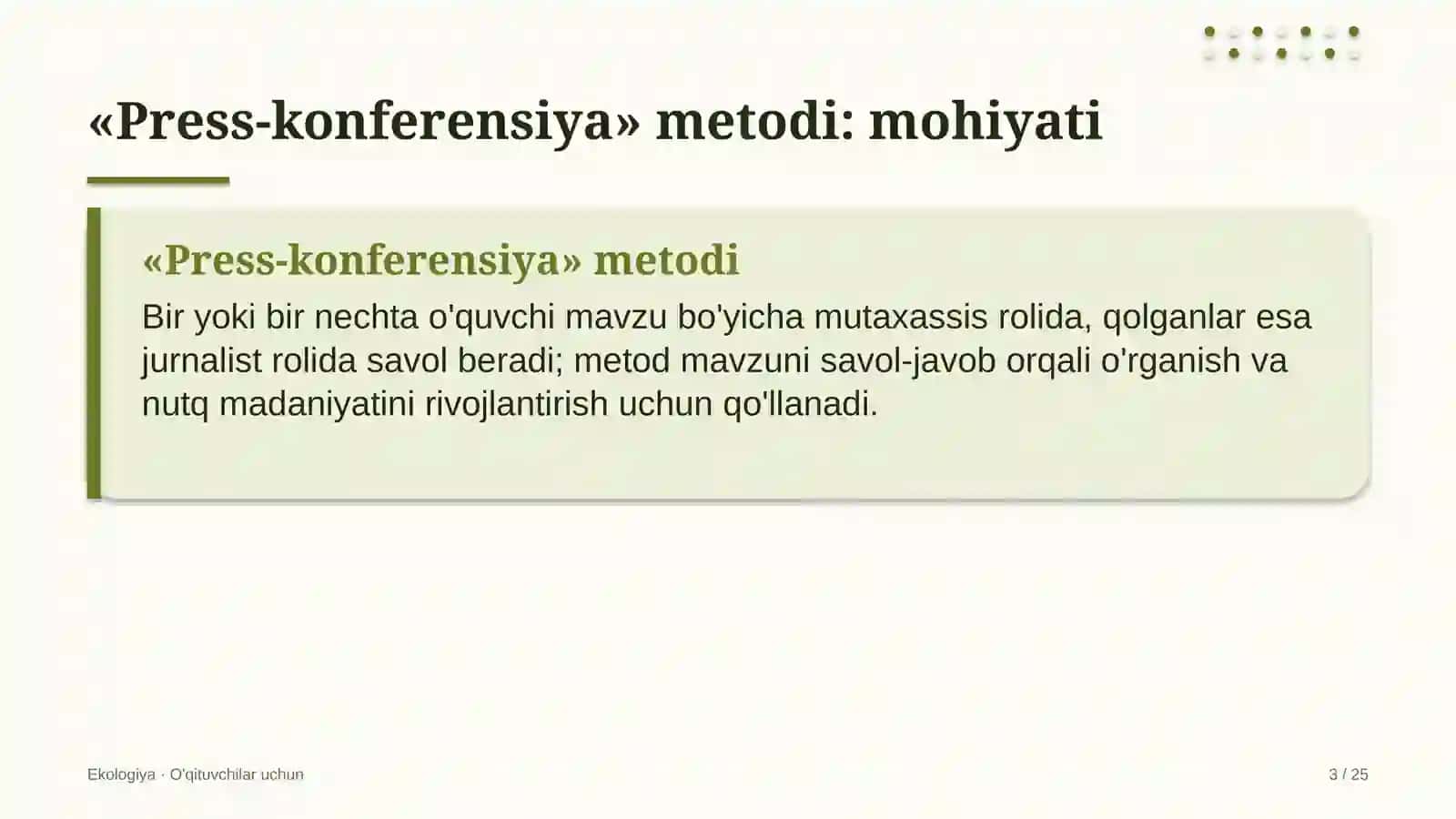 ekologiya darslarida press konferensiya metodidan foydalanish 8441 3