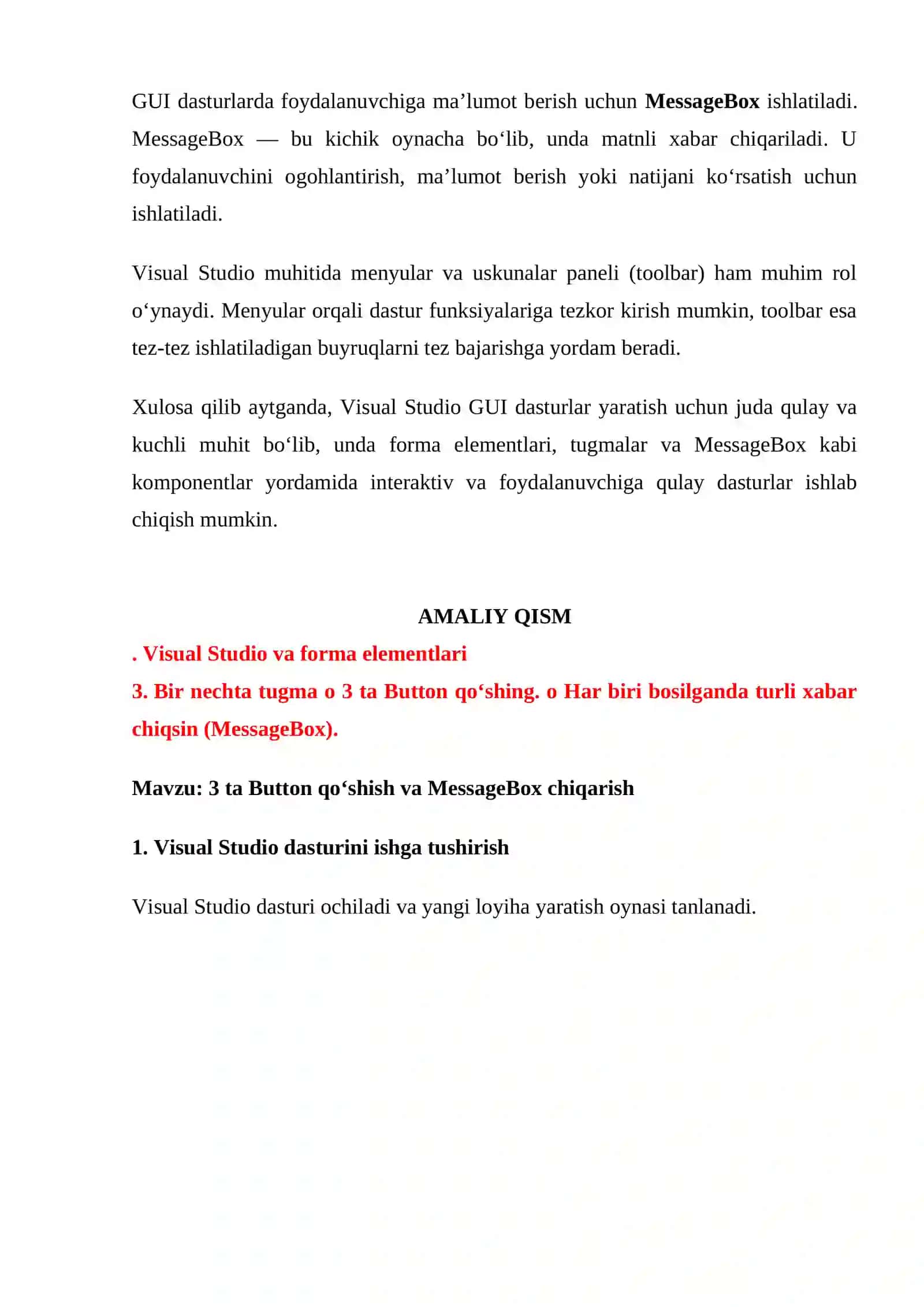 Visual Studio muhitida dasturlash 3