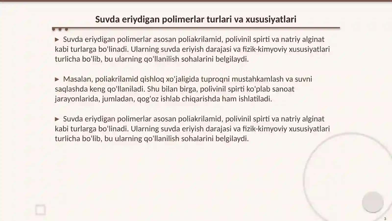 Suvda eriydigаn pоlimеrlаr аsоsidа dеfоliаntlаr оlish imkоniyatlаri 3