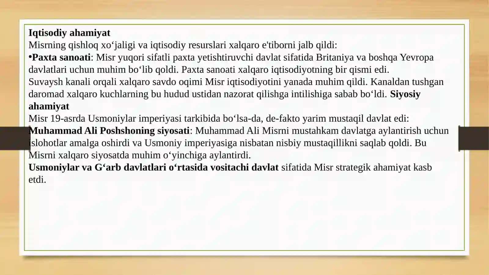19-asr oxiri 20-asr boshlarida Xalqaro munosabatlarda Misr masalasi 3