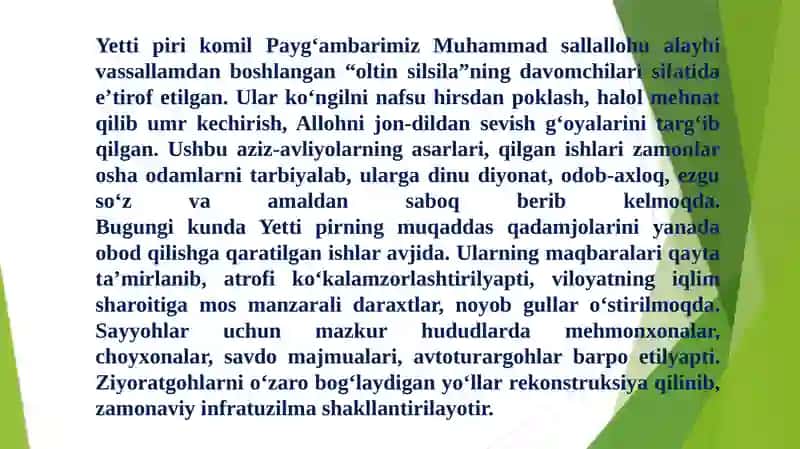 BUXORODAGI BUYUK AVLIYOLAR YETTI PIR TARIXI 3
