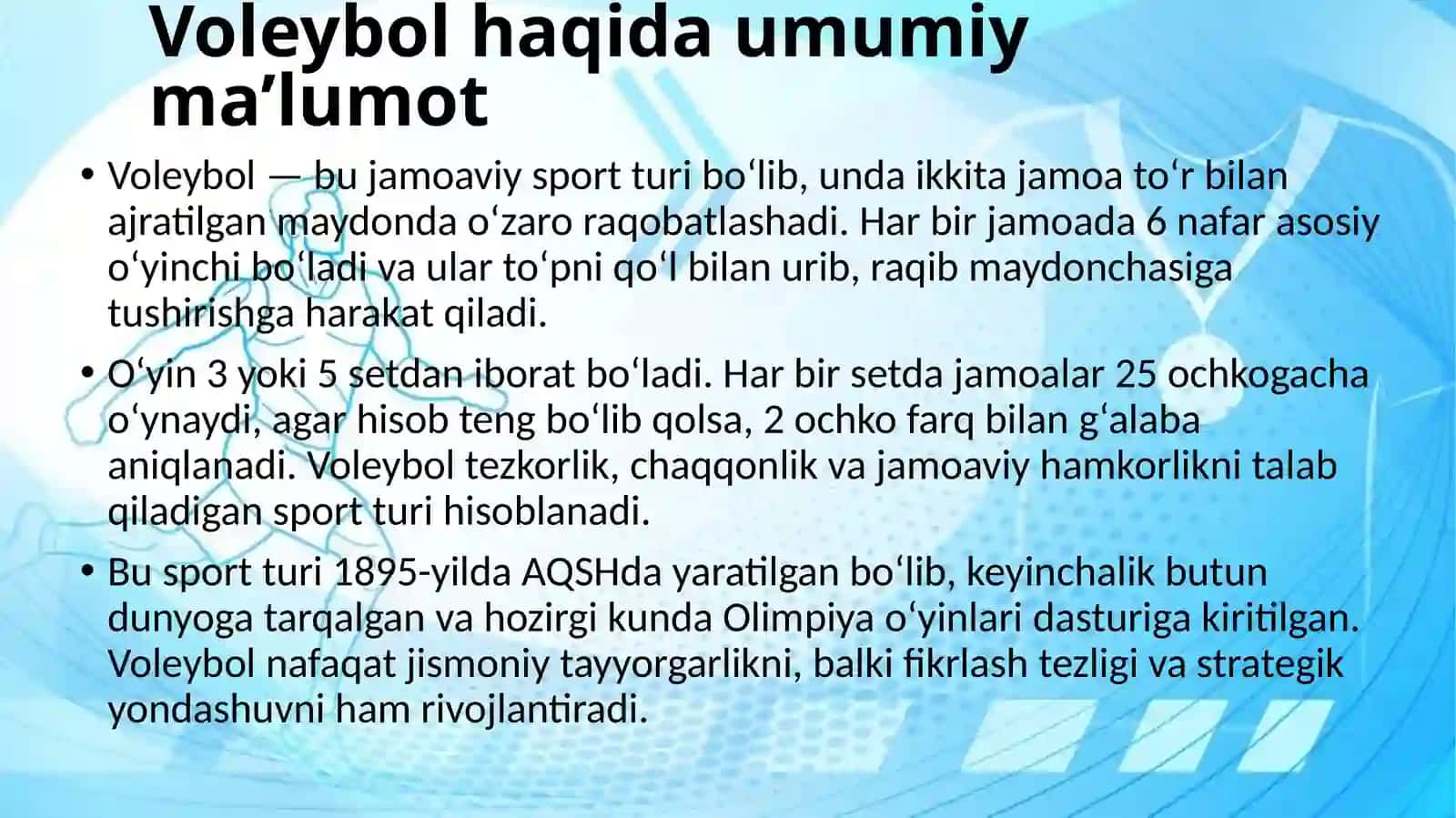 VOLEBOL BO’YICHA MUSOBAQALAR TASHKIL QILISH VA O’TKAZISH 3