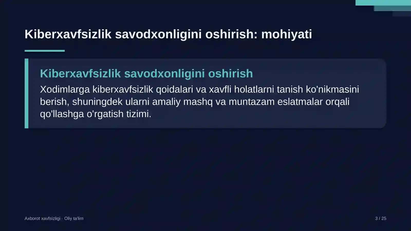 Bojxona organlarida xodimlarning kiberxavfsizlik savodxonligini oshirish 3