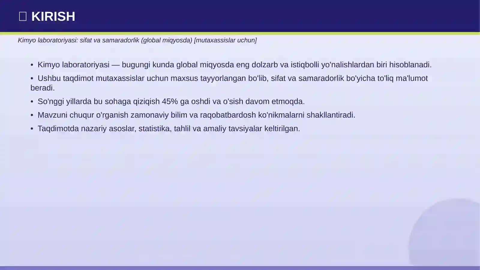 Kimyo laboratoriyasi: sifat va samaradorlik (global miqyosda) 3