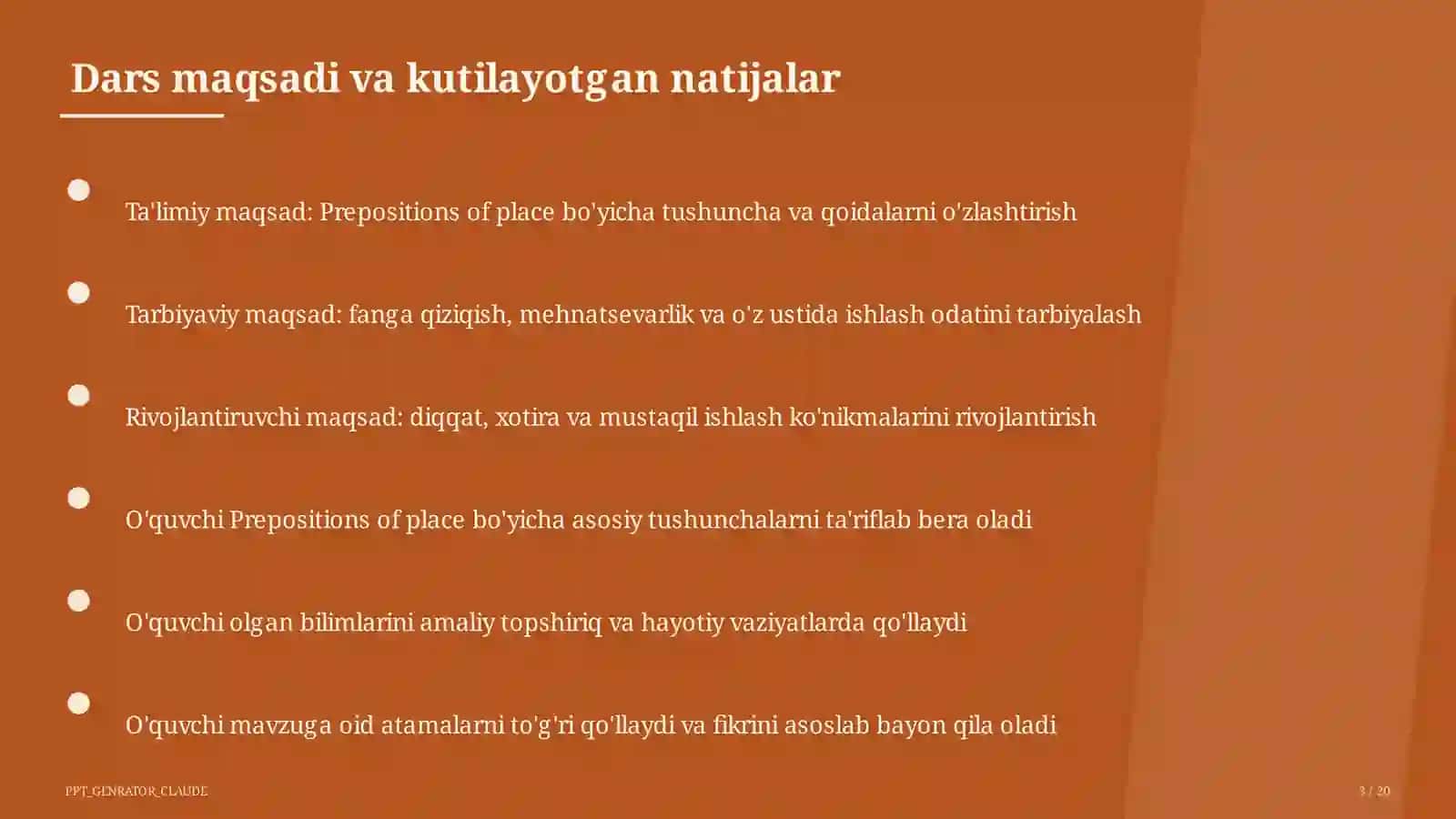 Prepositions of place (4-sinf) 3