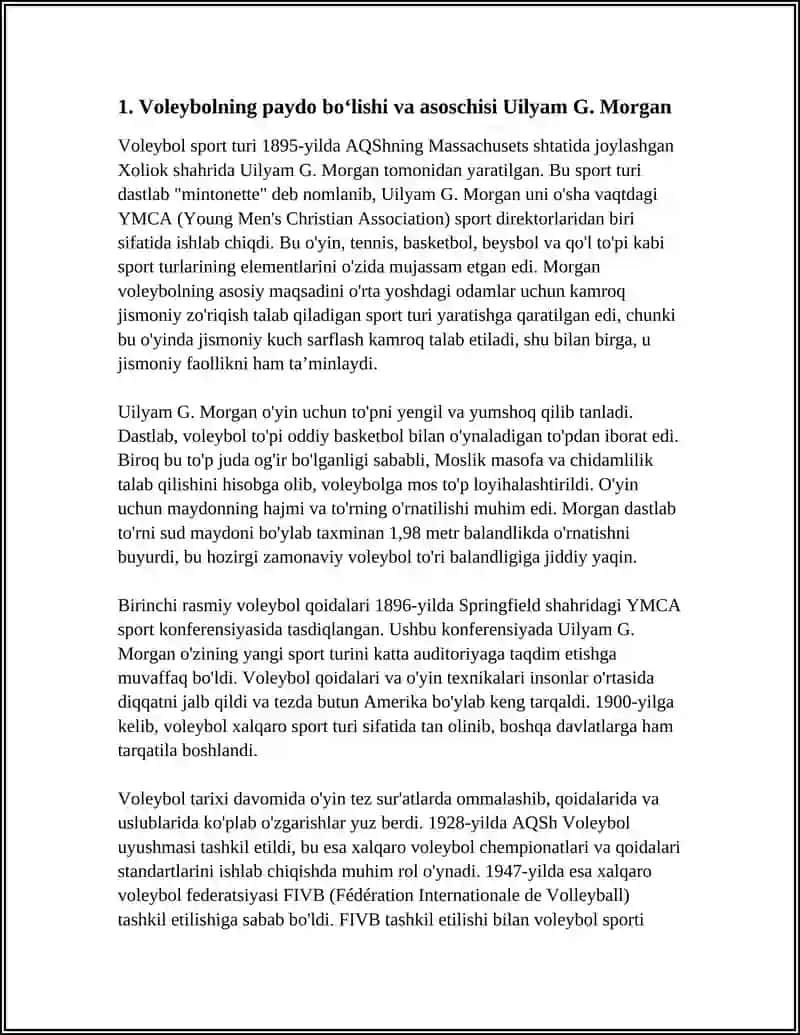 VOLEYBOL SPORT TURINING KELIB CHIQISHI VA RIVOJLANISH TARIXI 3
