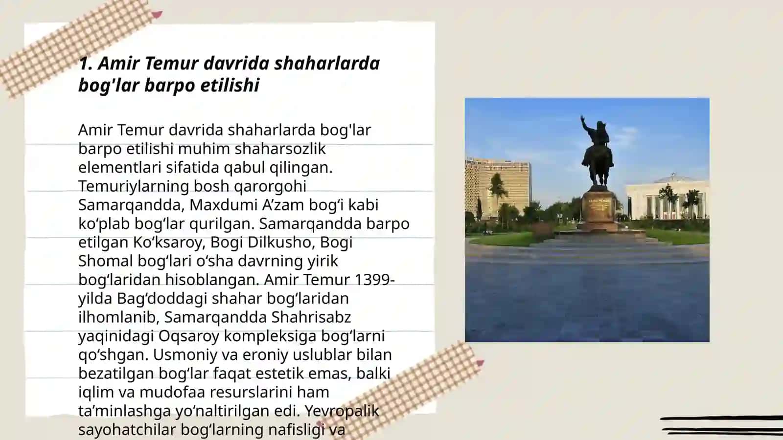 Amir Temur davlatida obodonlashtirish va bunyodkorlik 3