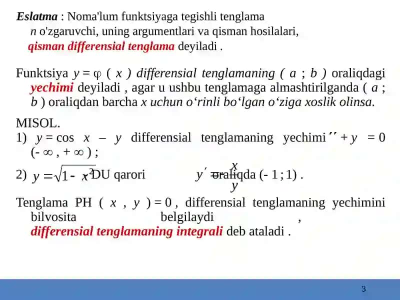 Oddiy differensial Tenglama(ODE) 3