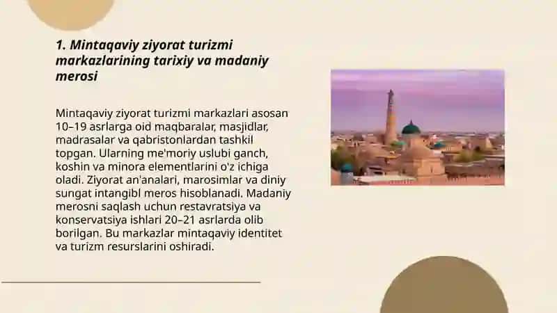 Mintaqalarda ziyorat turizmi markazlari va ularni rivojlantirish resurslari 3