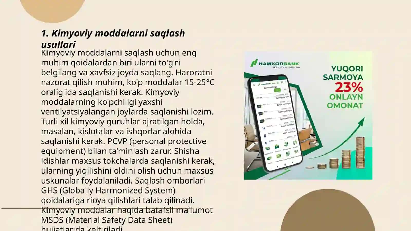 Kimyoviy moddalarni saqlash usullari 3