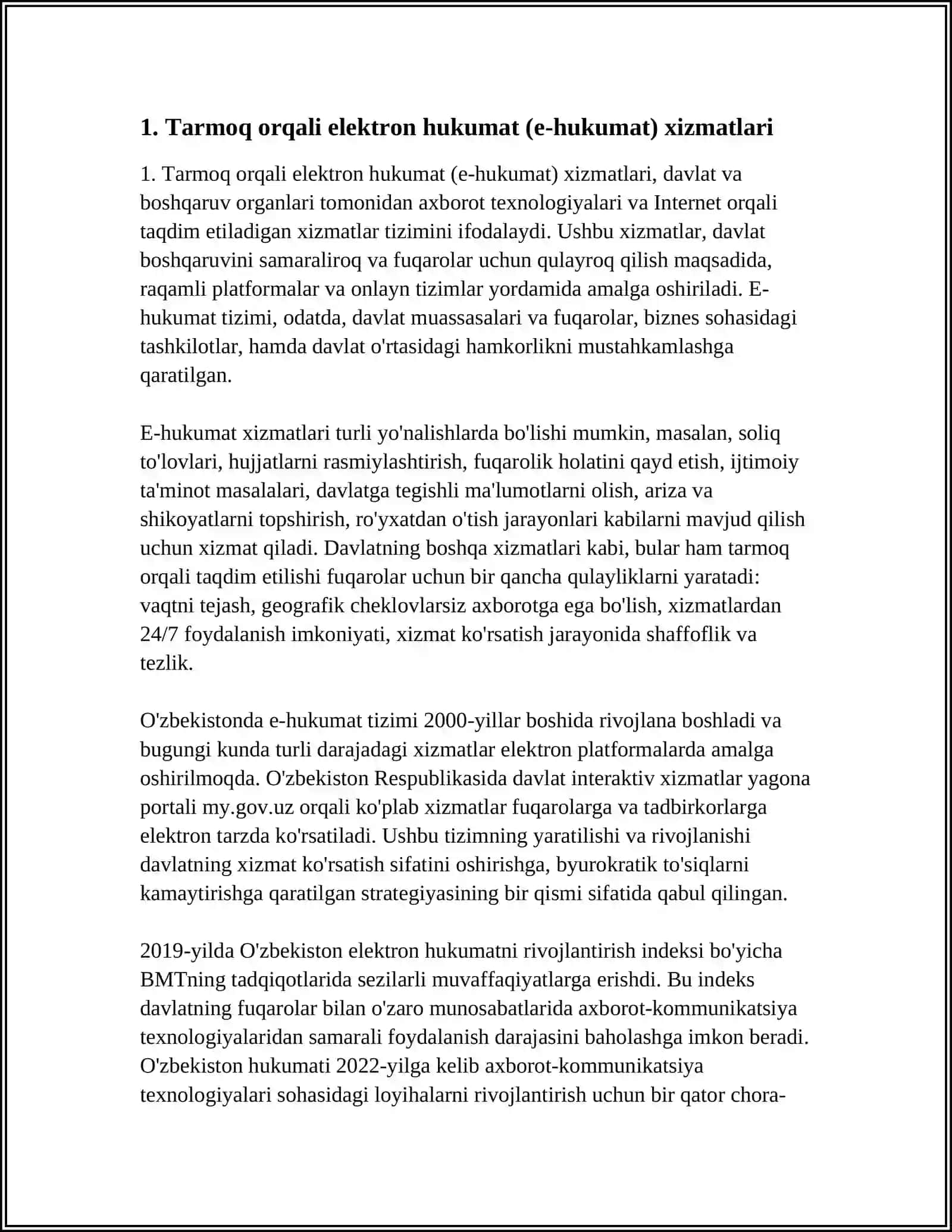 Tarmoq orqali elektron hukumat (e‑hukumat) xizmatlari 3
