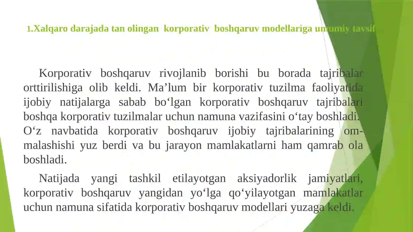 Korporativ boshqaruv tamoyillari va modellari 3