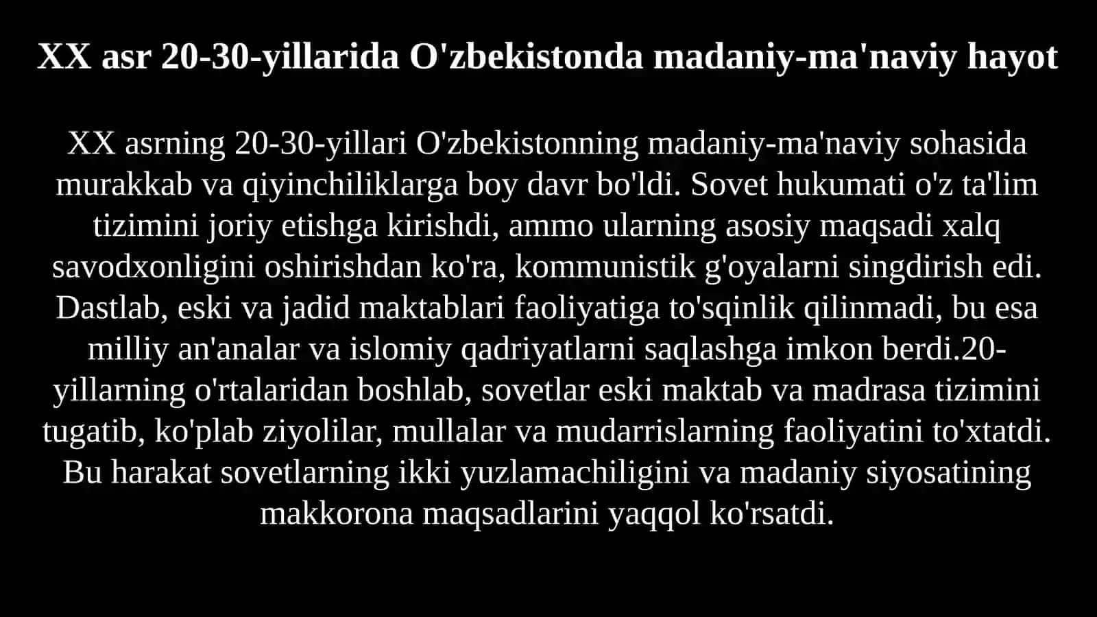 O‘ZBEKISTONDA SOVETLAR YURITGAN MADANIY-MA’RIFIY SIYOSAT: MAZMUN VA MOHIYATI 3