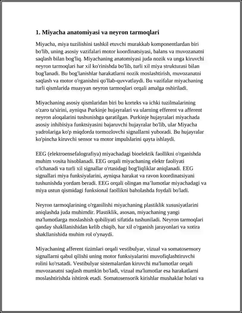 MIYACHA VA MIYANING USTUN QISMI FUNKSIYALARINI O'RGANISH 3