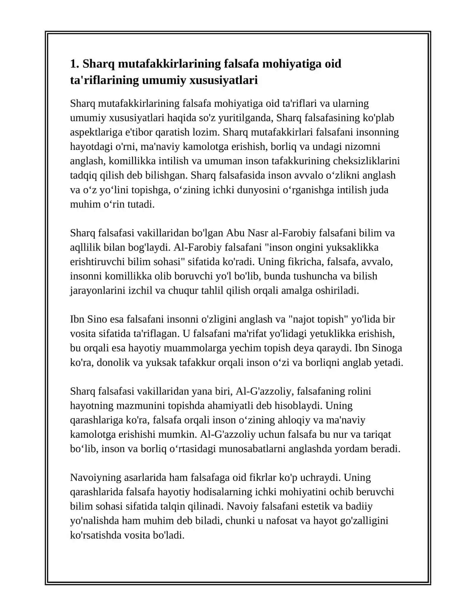 FALSAFANING MOHIYATIGA OID SHARQ VA G‘ARB MUTAFAKKIRLARI TA'RIFLARINI TASNIFLASH 3