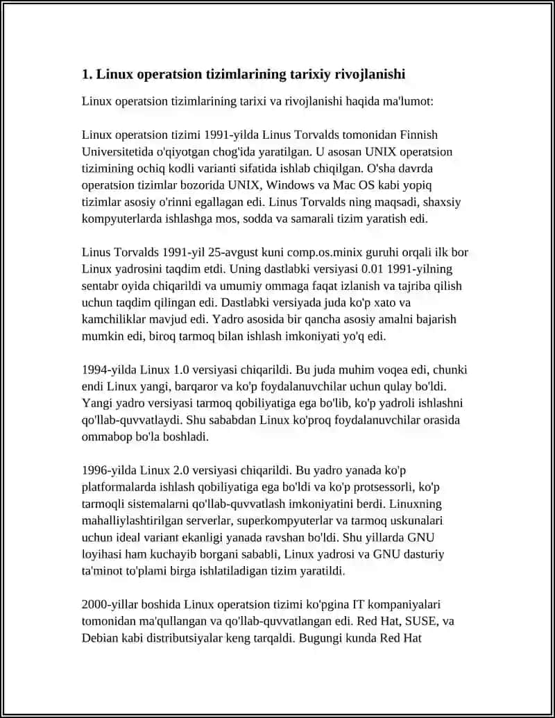 LINUX OPERATSION TIZIMLARNING RIVOJLANSHI VA ISHLASH PRINSIPI 3
