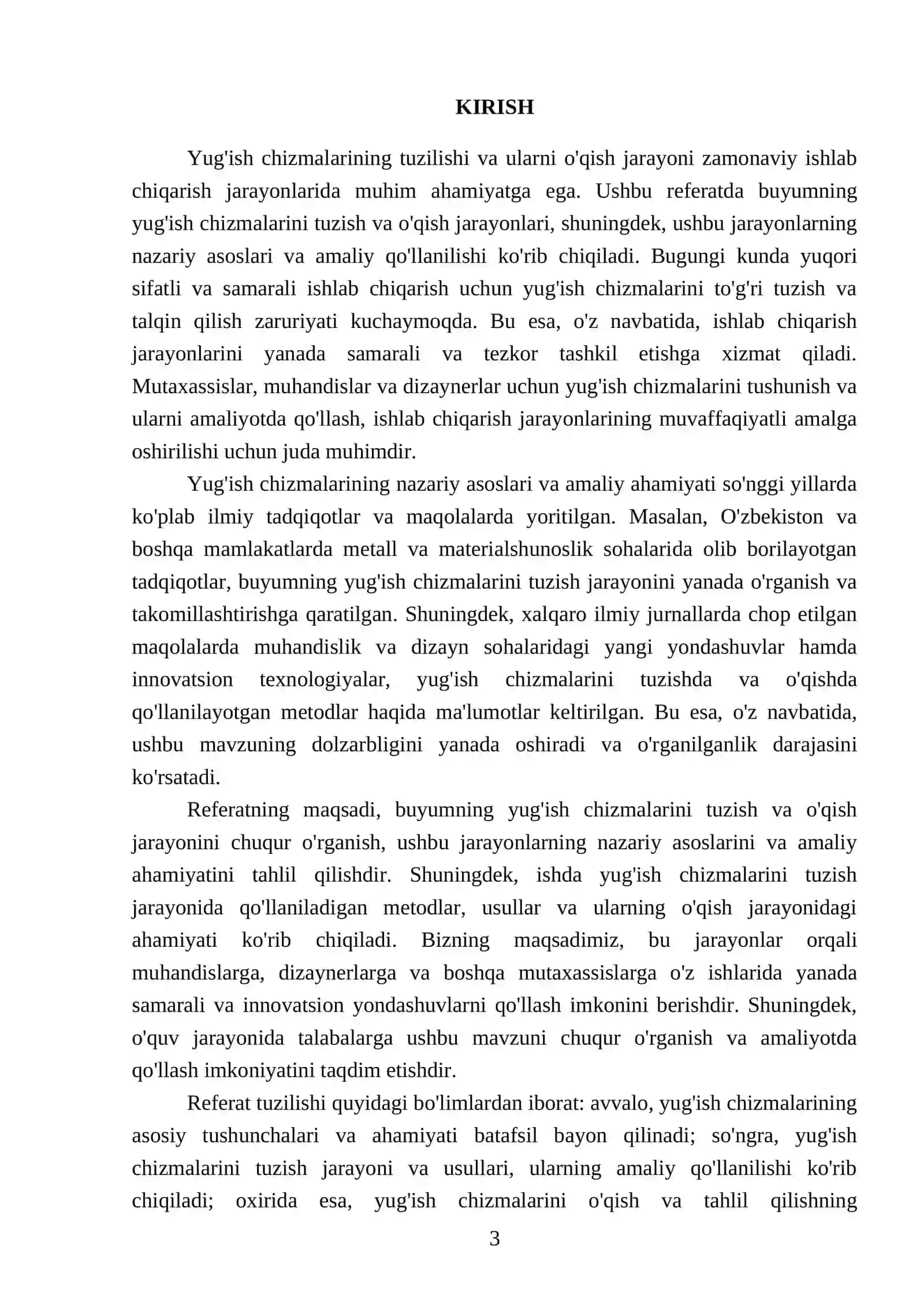Buyumning yug’ish chizmalarini tuzish va o’qish 3