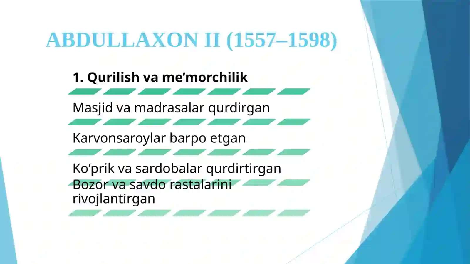 Abdullaxon Ikkinchining mamlakat obodonchiligi yolida olib borgan faoliyati@ 3