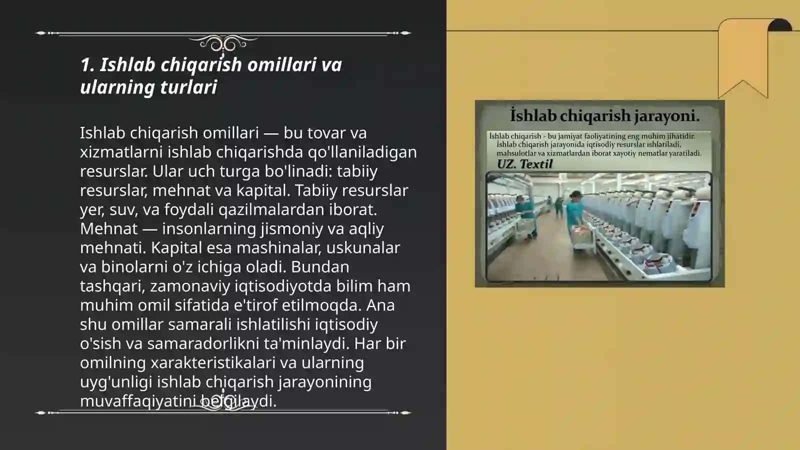 Ishlab chiqarish va ishlab chiqarish omillari va xarajatlari tug'risida 3