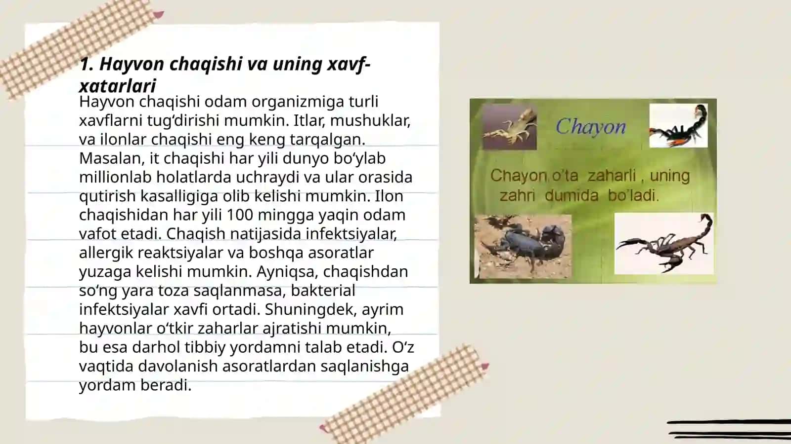 Hayvon tishlashi ilon,chayon hashorat chaqqanda birinchi tez tibbiy yordam ko’rsatish 3