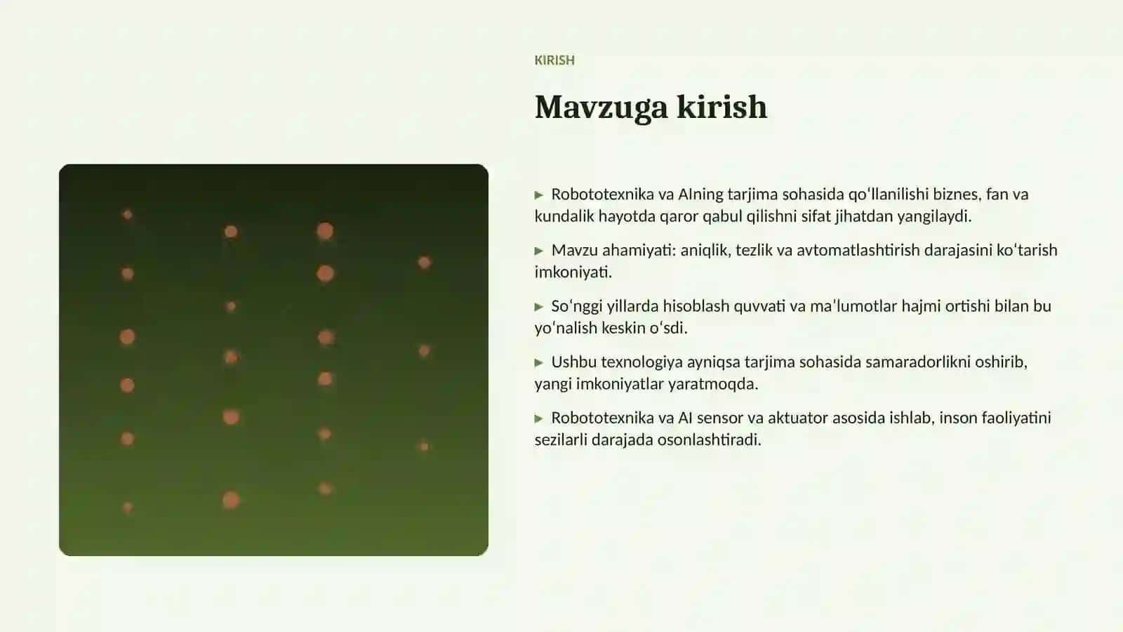 Robototexnika va AIning tarjima sohasida qoʻllanilishi 3