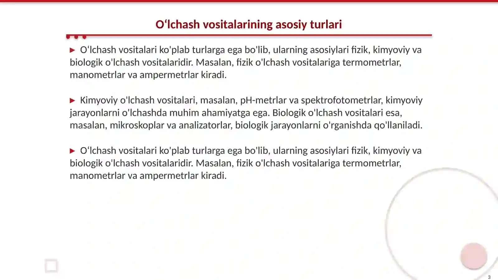 Oʻlchash vositalarining turlari va sinflanishi 3