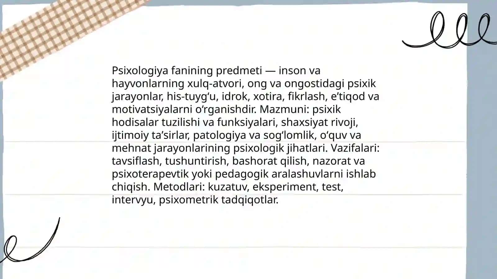 Psixologiya fanining predmedi mavzusi yuzasidan taqdimot tayyorlang 3