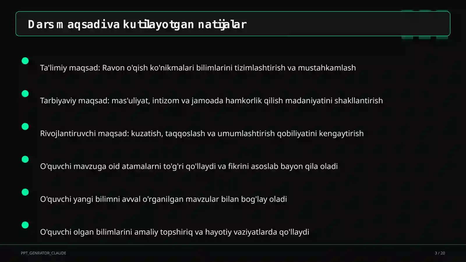 Boshlang'ich sinf: Ona tili va o'qish (1–4) 3