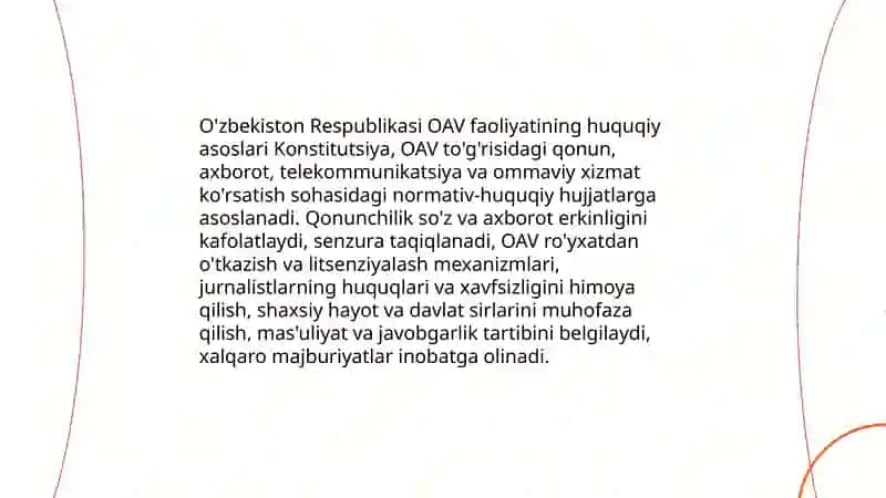 OAV faoliyatining huquqiy asoslari va qonunchilik 3