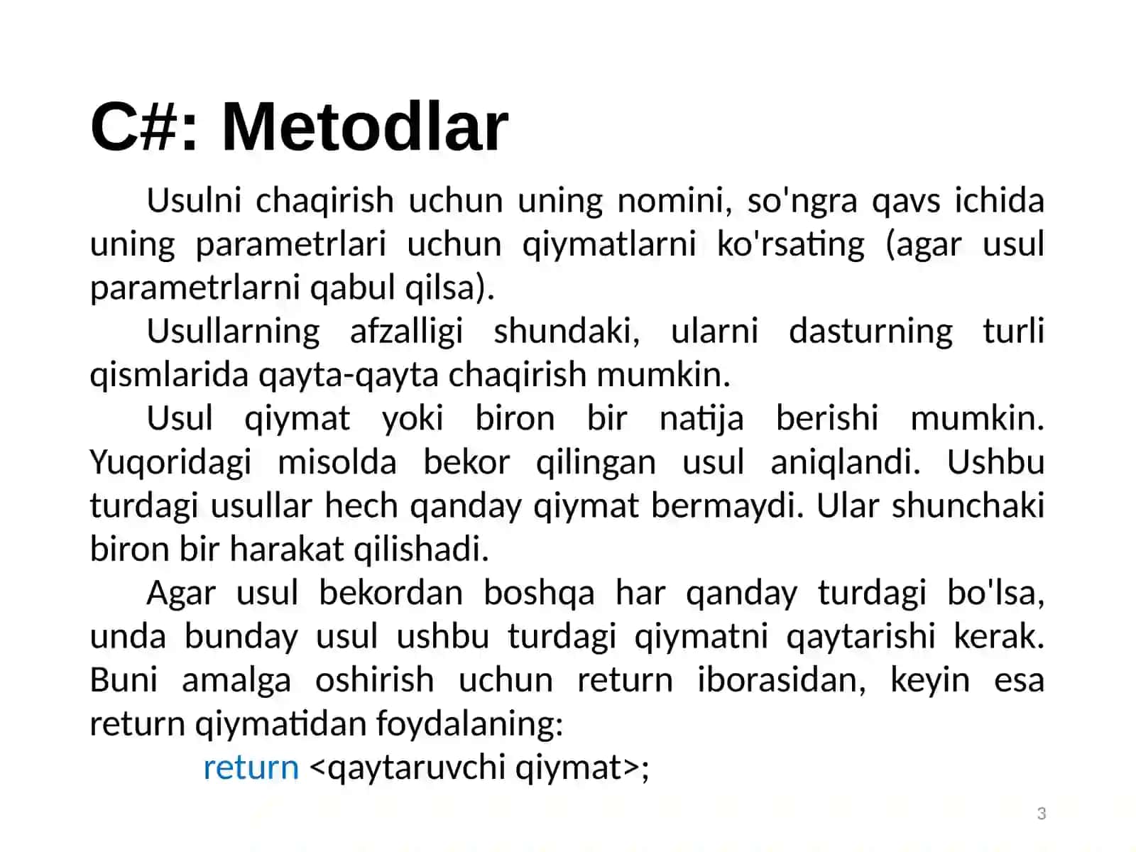 Metodlar 3