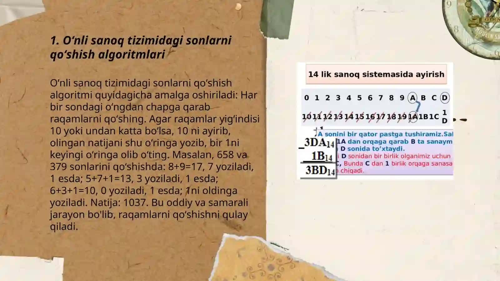 Oʻnli sanoq sistemasidagi nomanfiy butun sonlarni arifmetik amallarining algoritmi 3
