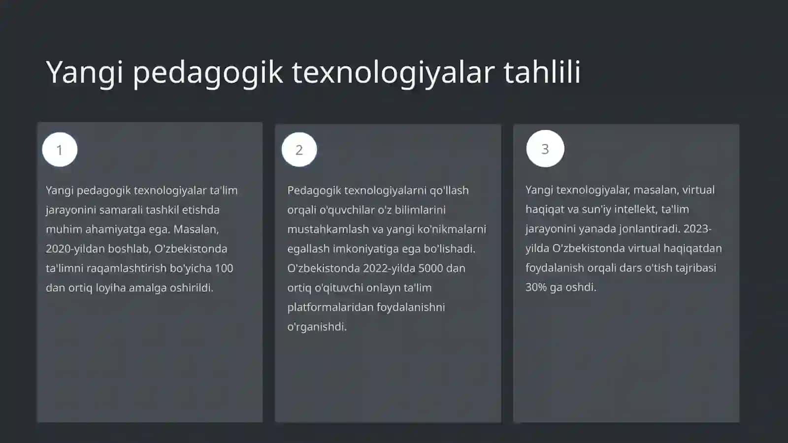 Yangi pedagogik texnologiyalar va faol pedagogik metodlar asosida dars ishlanmalarini tuzish va tahlil qilish 3