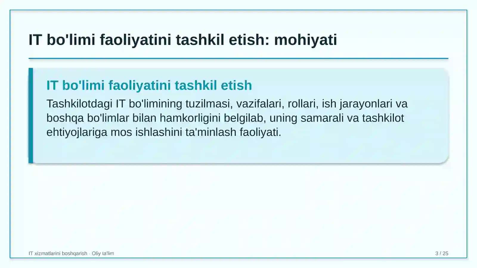 sholichilikda axborot texnologiyalari bo'limi faoliyatini tashkil etish 3242 3