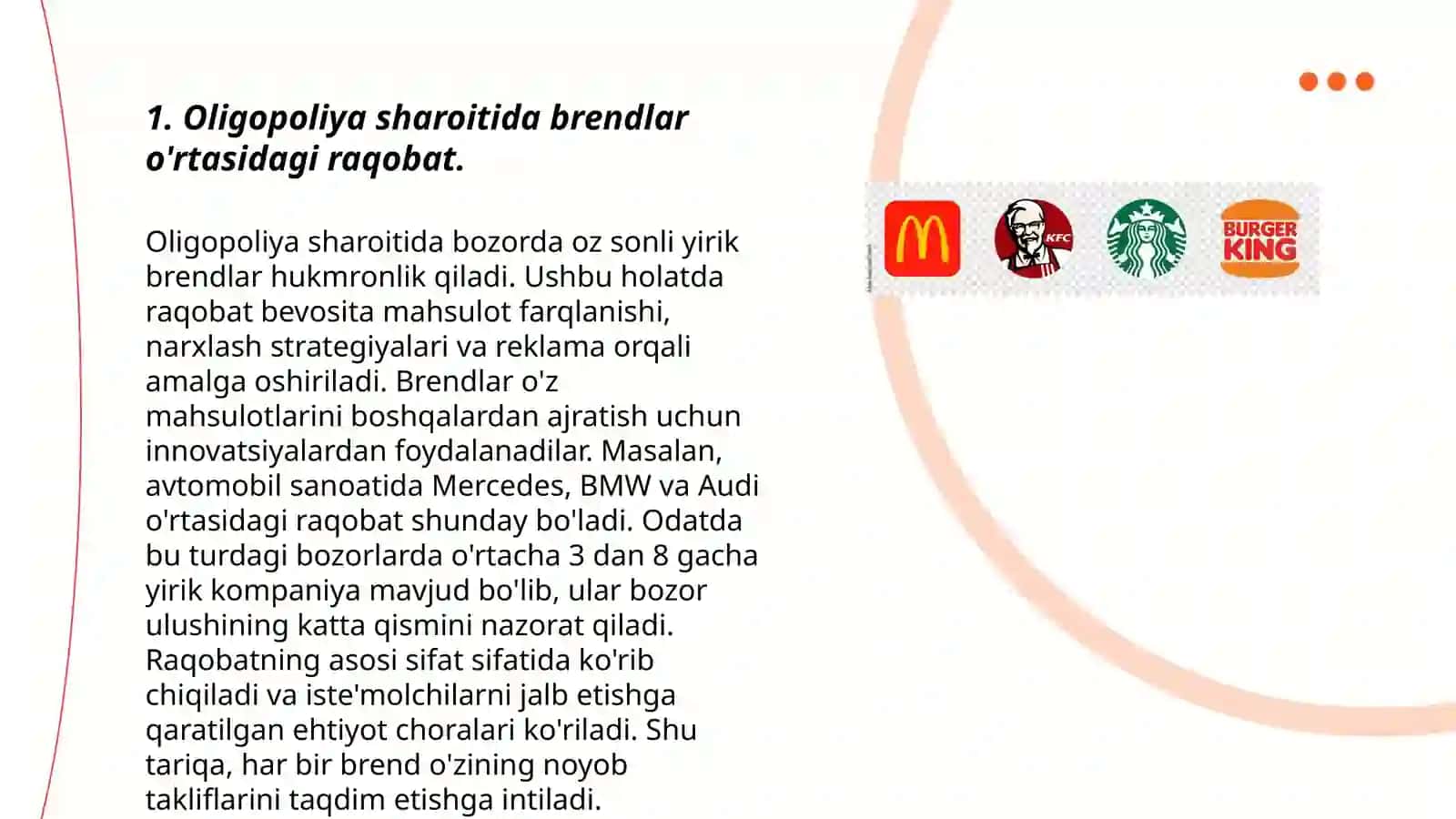 Oligpoliya Sharoitida McDonald's Starbucks, KFC, Chipotle Fast food Brendlarining rivojlanish staretegiyasi 3