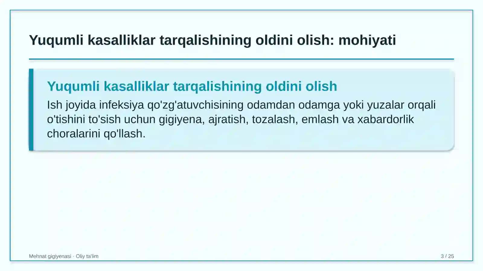 MEHNAT GIGIYENASI · OLIY TA'LIM 3