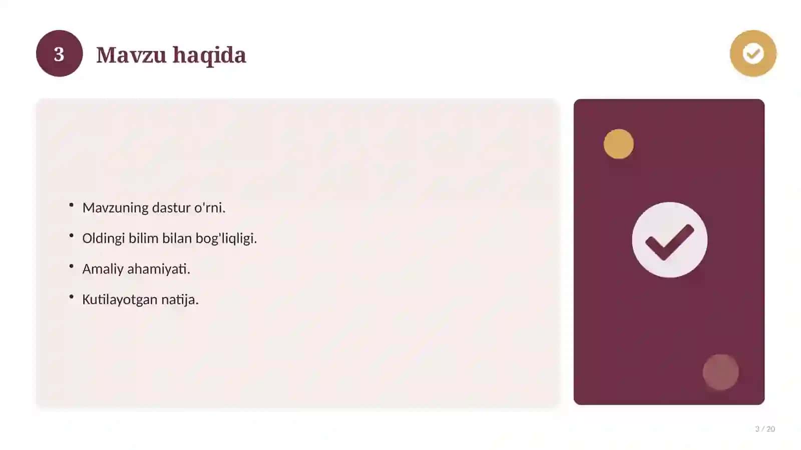 Tasviriy san'at fanidan 11-sinf: 5-mavzu uchun batafsil dars ishlanmasi 3