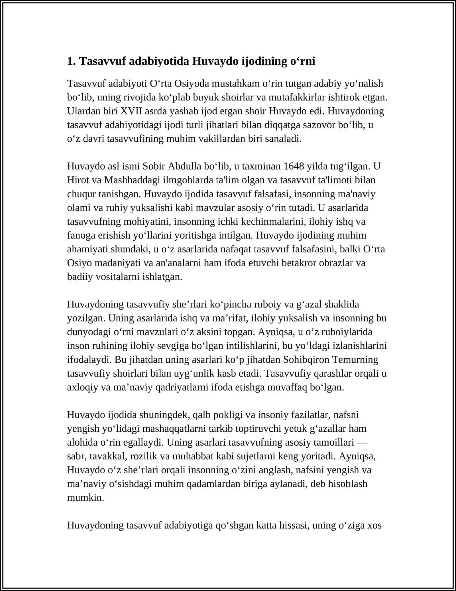 HUVAYDO IJODIDA TASAVVUFIY TIMSOLLAR OLAMI 3