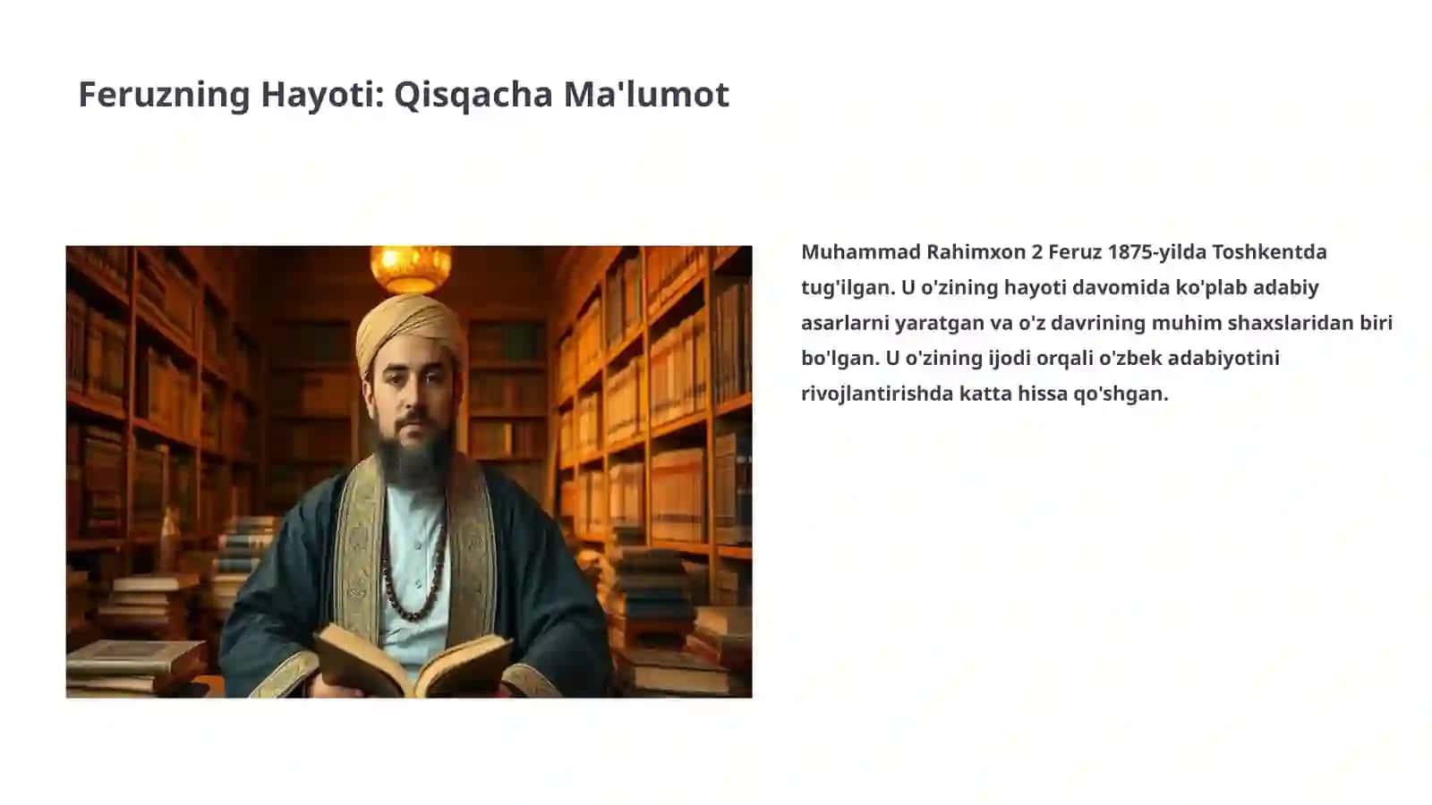 Muhammad Rahimxon 2 Feruz hayoti va ijodi 3