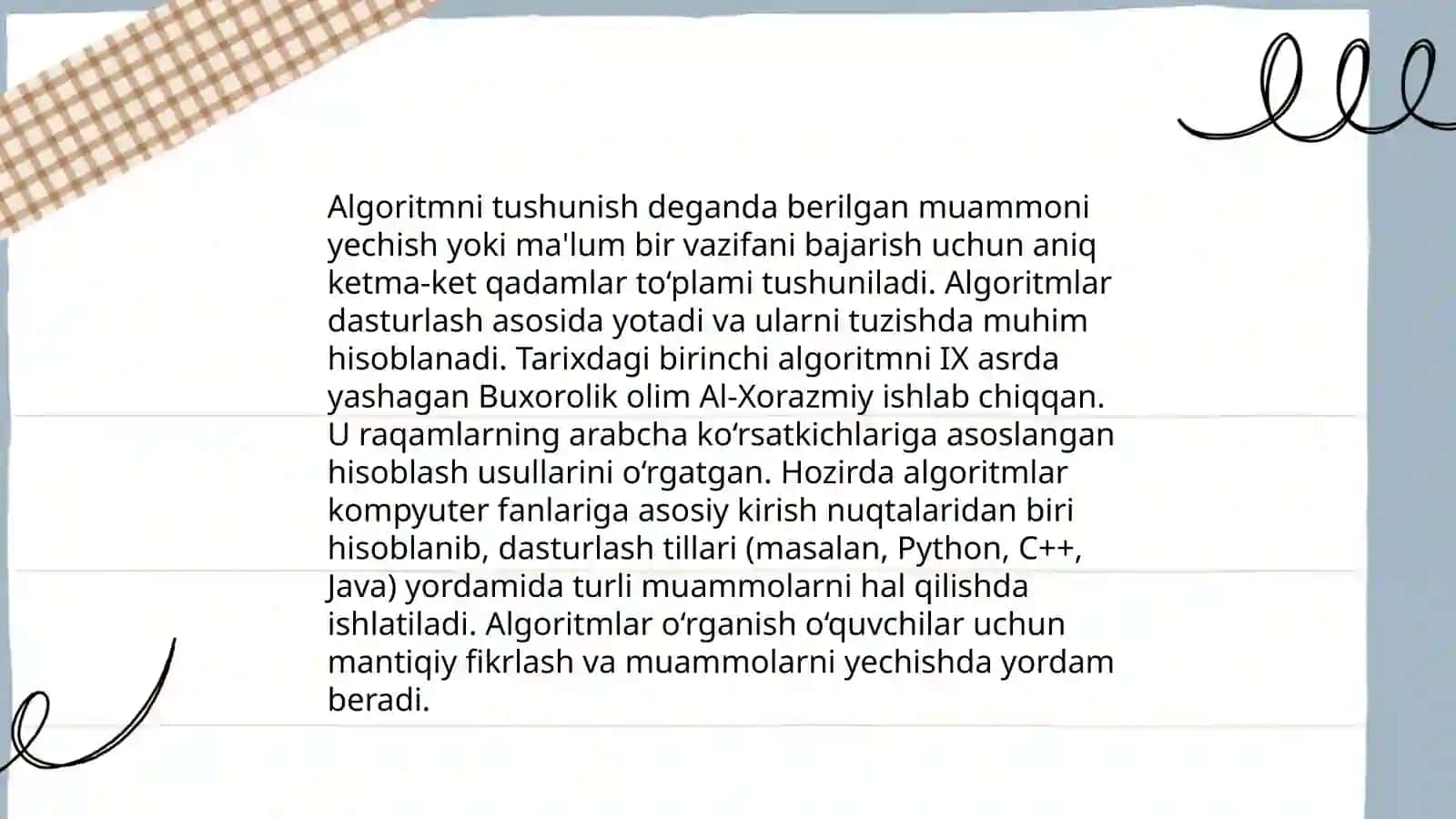 Algoritm xossalari va algoritm turlari 3