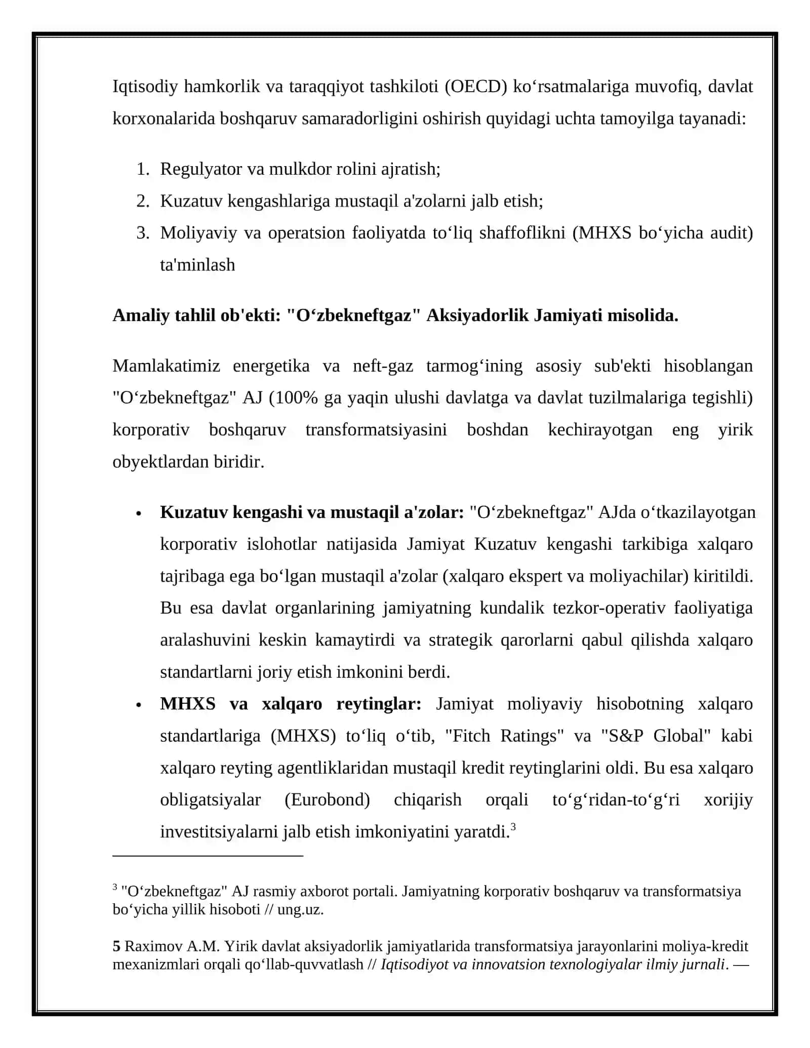 Davlat ulushi mavjud korxonalarda korporativ boshqaruvning o’ziga xos jihatlari 3