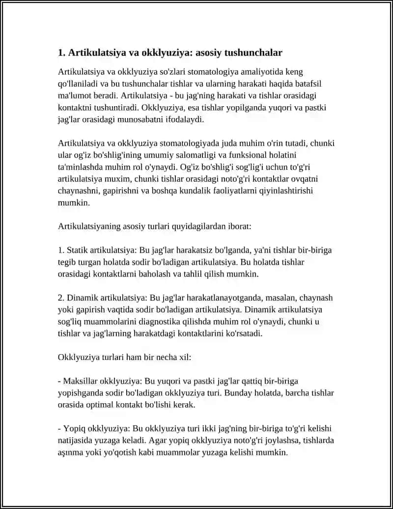 ARTIKULATSIYA, OKKLYUZIYA TURLARI 3