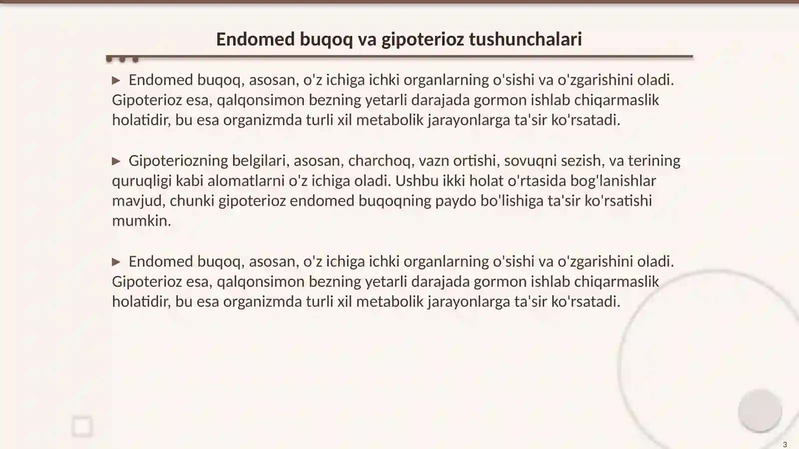 Endomed buqoq va gipoterioz patogenezi va davolash usullari 3