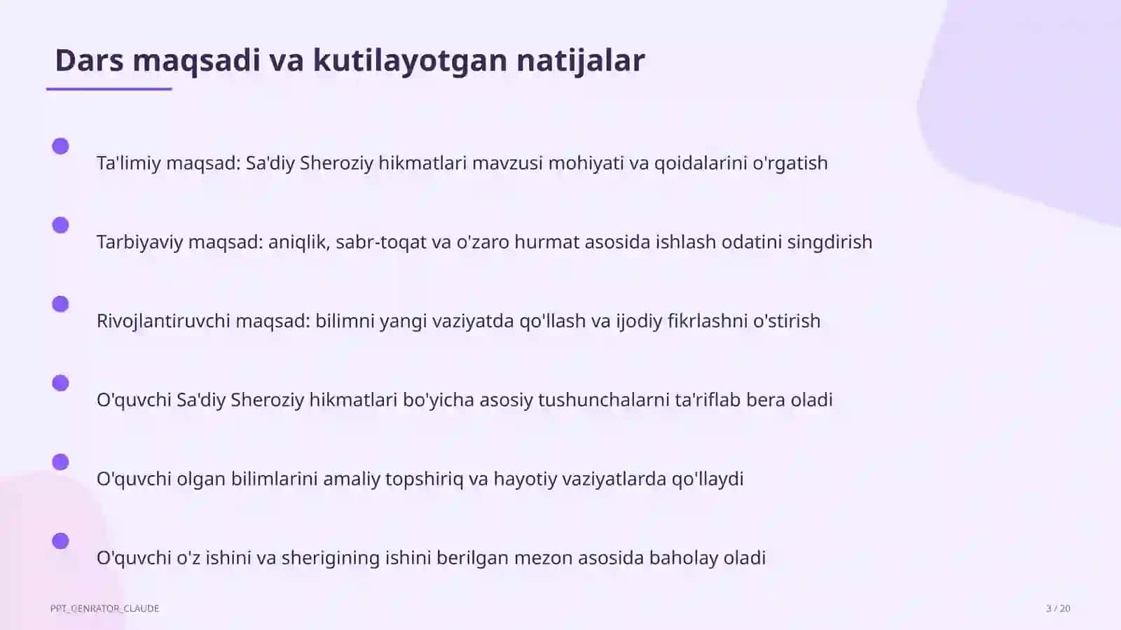 Sa'diy Sheroziy hikmatlari (6-sinf) 3