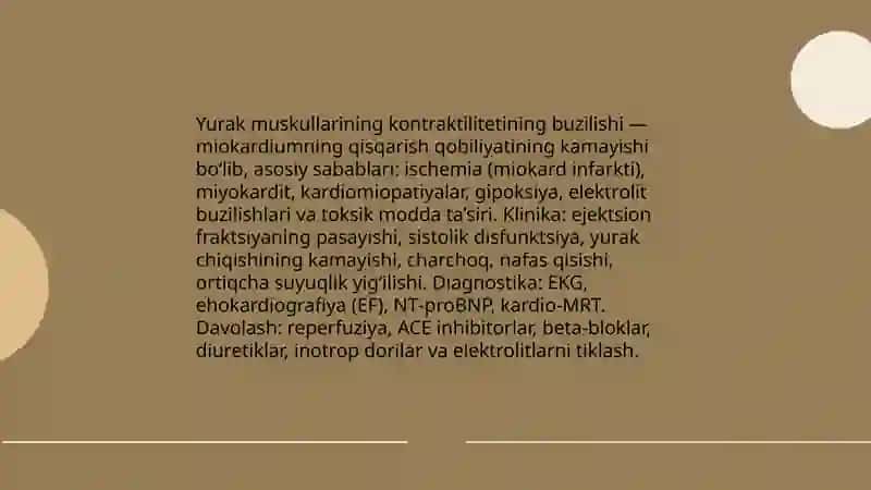 Yurak muskullari xususiyatlarining buzilishi 3