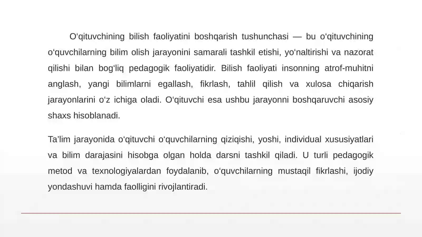 O‘qituvchining o’quvchilar bilish faoliyatini boshqarish mahorati 3