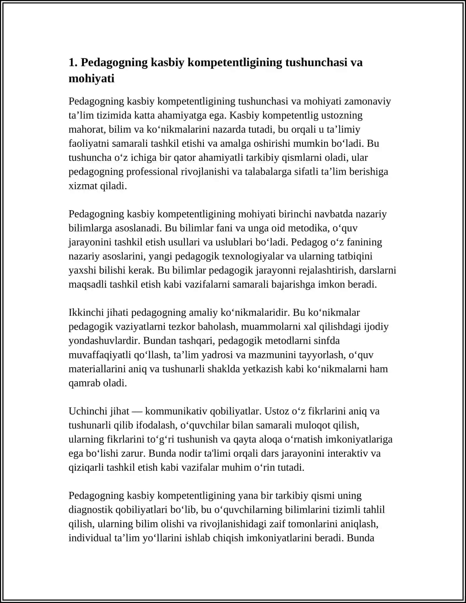PEDAGOGNING KASBIY KOMPETENTLIGINING TUZILISHI VA MAZMUNI 3