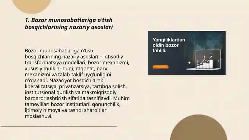 Bozor munosabatlariga oʻtish bosqichlariga oid qarashlar tahlili 3