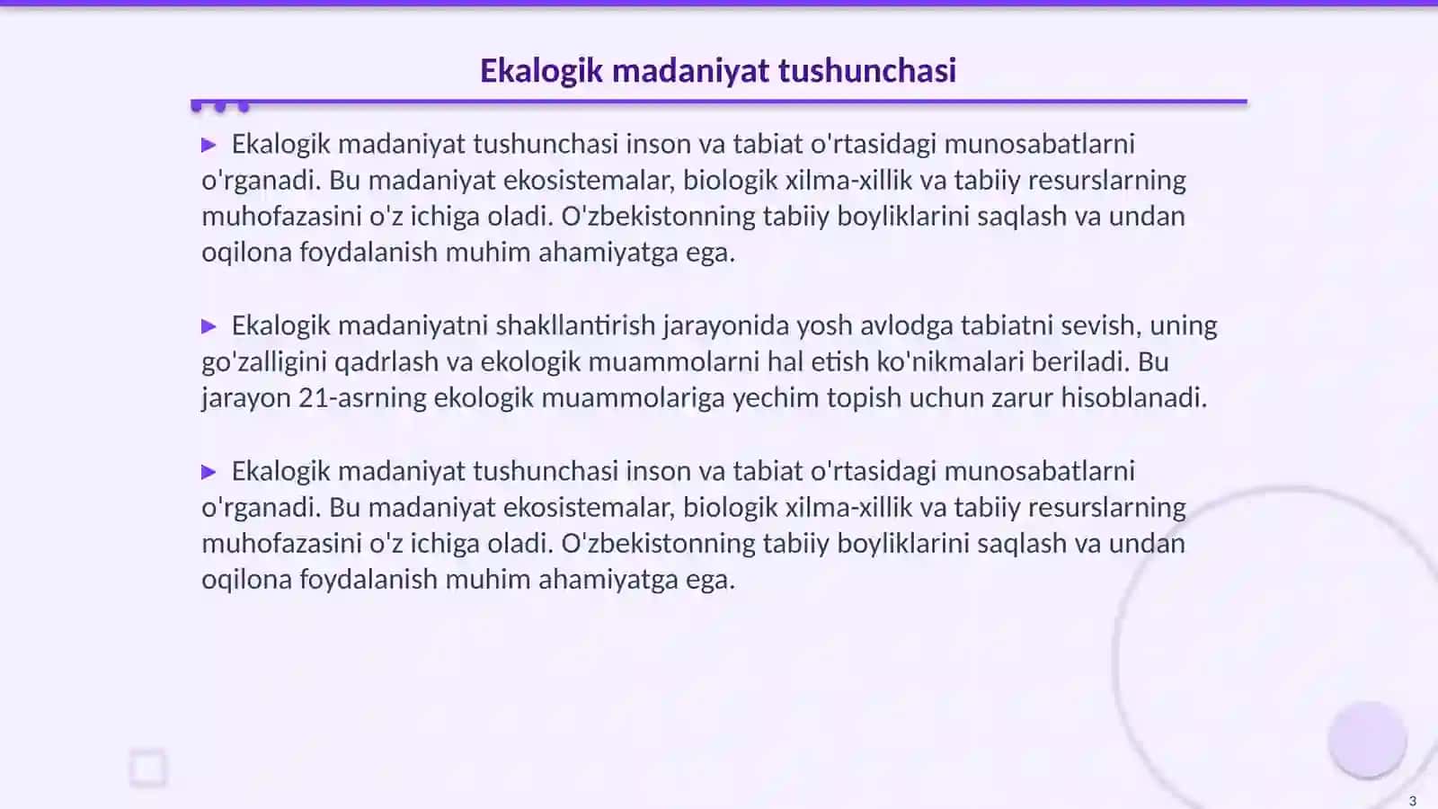 Ekalogik madaniyatni shakllantirish 3