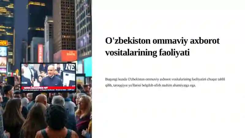 TAQDIMOT: O'ZBEKISTON RESPUBLIKASIDA OMMAVIY AXBOROT VOSITALARINING FAOLIYATI (O'ZGARISH VA MUAMMOLAR) 3