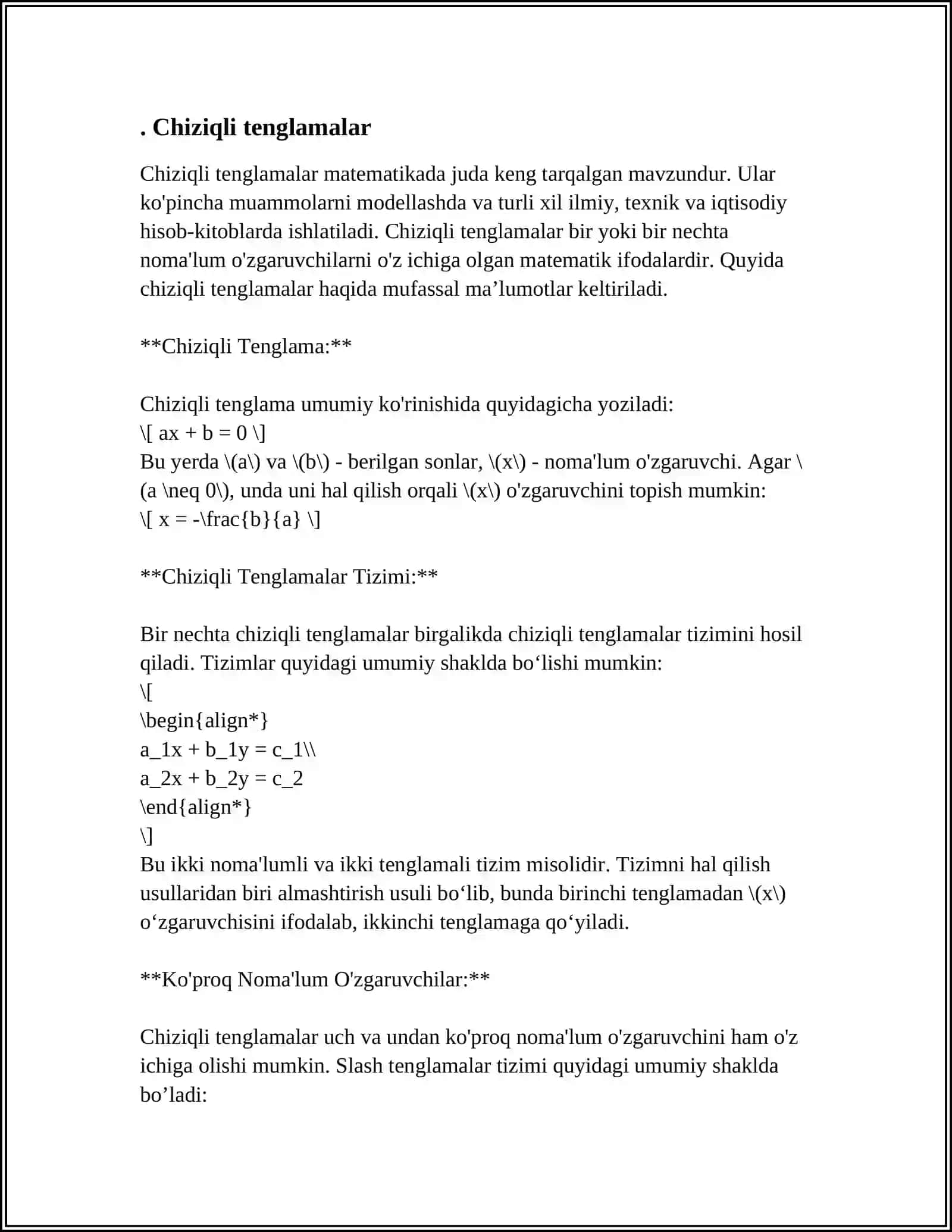 TEKISLIK TENGLAMALARI 3